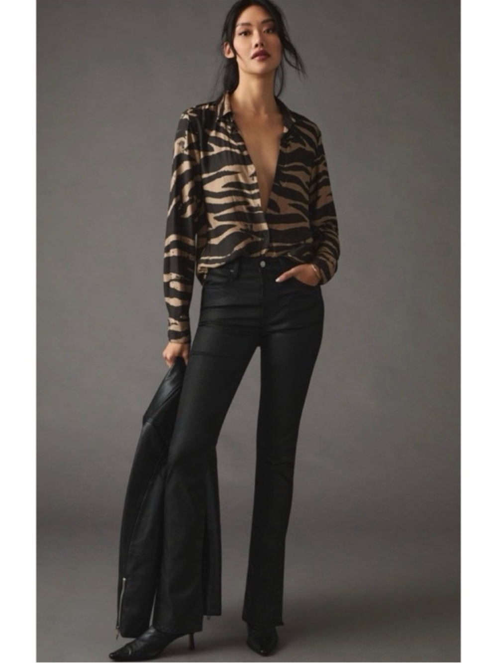 ANTHROPOLOGIE FIDELITY CALI IN MIDNIGHT VIXEN COATED JEAN NWT SIZE 26